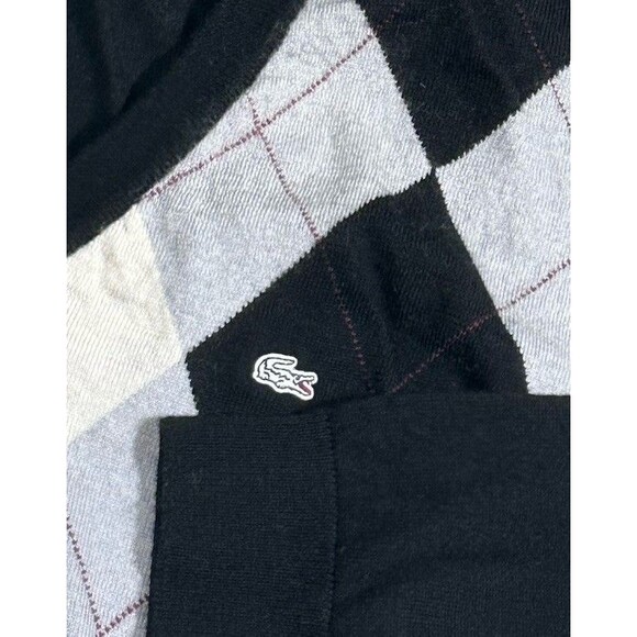 Lacoste Silver Series Men's XL Argyle Woolmark V-Neck Sweater Alligator - Picture 9 of 9